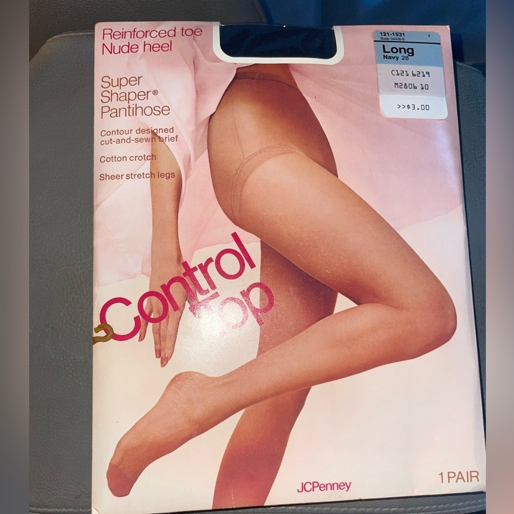 NWT JCPenney Super Shaper Pantyhose - Light Tan size long vintage navy